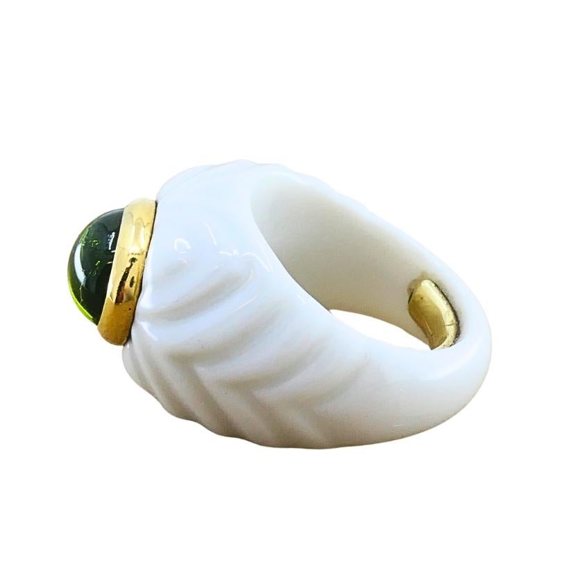 Bvlgari Bulgari Chandra Ring Porzellan Peridot 18k Gold im Angebot 1