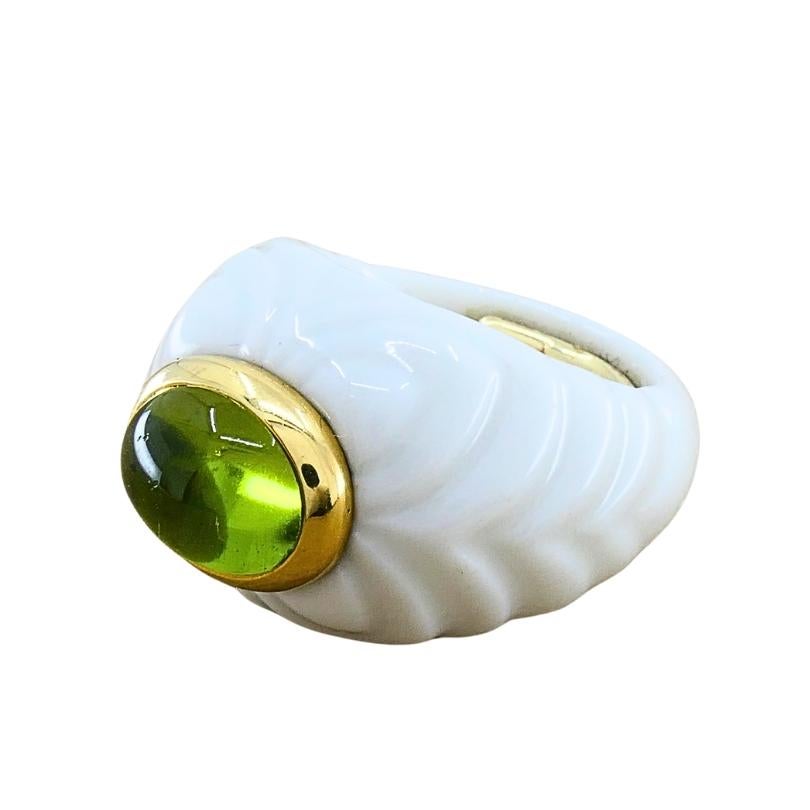 Bvlgari Bulgari Chandra Ring Porzellan Peridot 18k Gold im Angebot 3