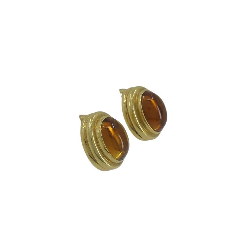 Bvlgari Bulgari Orecchini con cabochon di citrino in oro 18 carati In condizioni ottime in vendita a Beverly Hills, CA