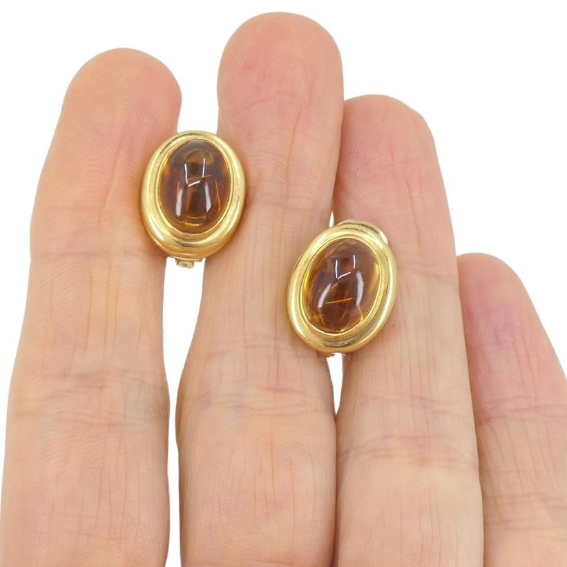 Bvlgari Bulgari Orecchini con cabochon di citrino in oro 18 carati in vendita 3