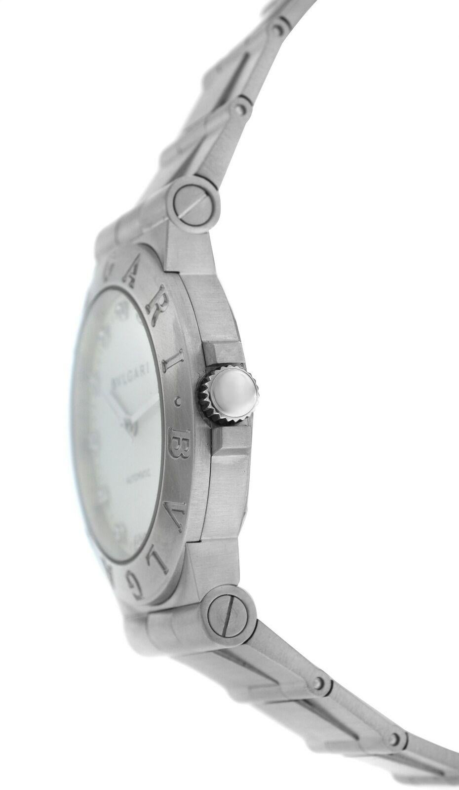 Bvlgari Bulgari Diagono LCV35S Steel Diamond Date Automatic Watch In Excellent Condition For Sale In New York, NY