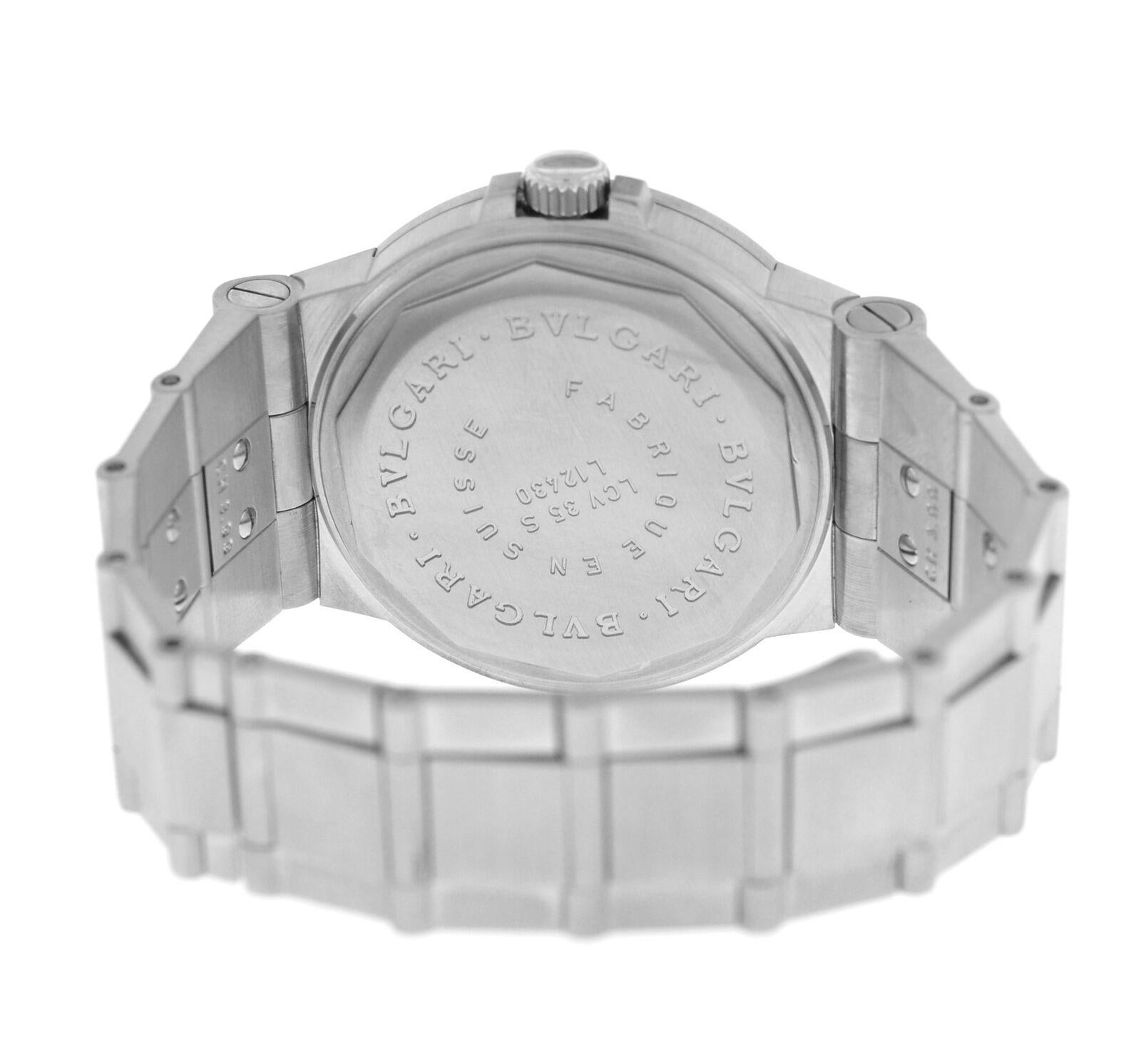 Bvlgari Bulgari Diagono LCV35S Steel Diamond Date Automatic Watch For Sale 3