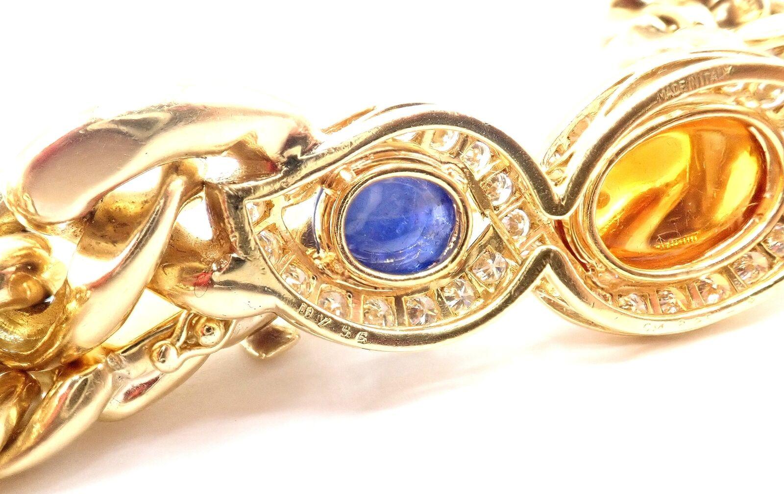 Bvlgari Bulgari Diamond Citrine Sapphire Link Yellow Gold Necklace For Sale 6