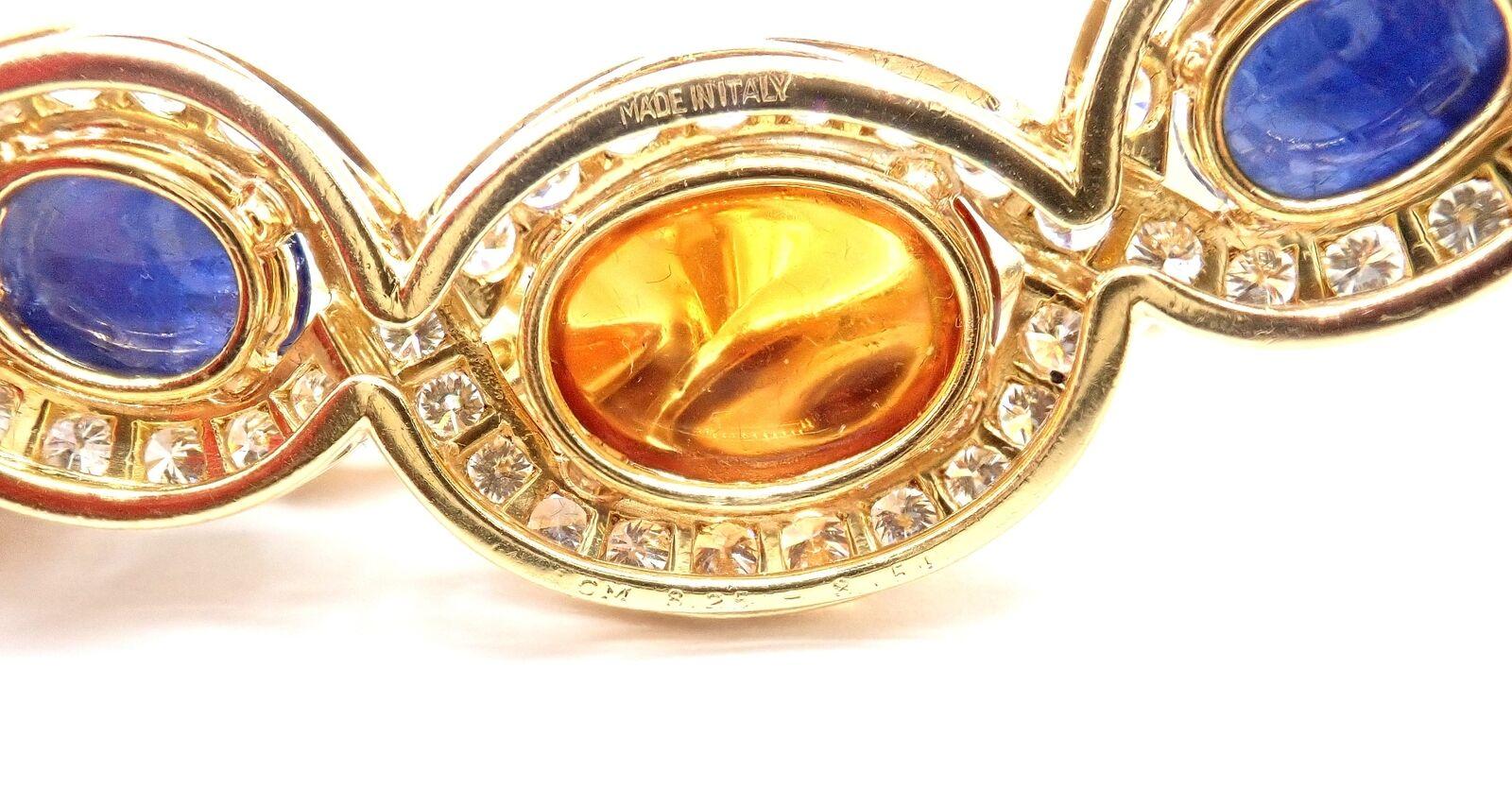 Bvlgari Bulgari Diamond Citrine Sapphire Link Yellow Gold Necklace For Sale 7
