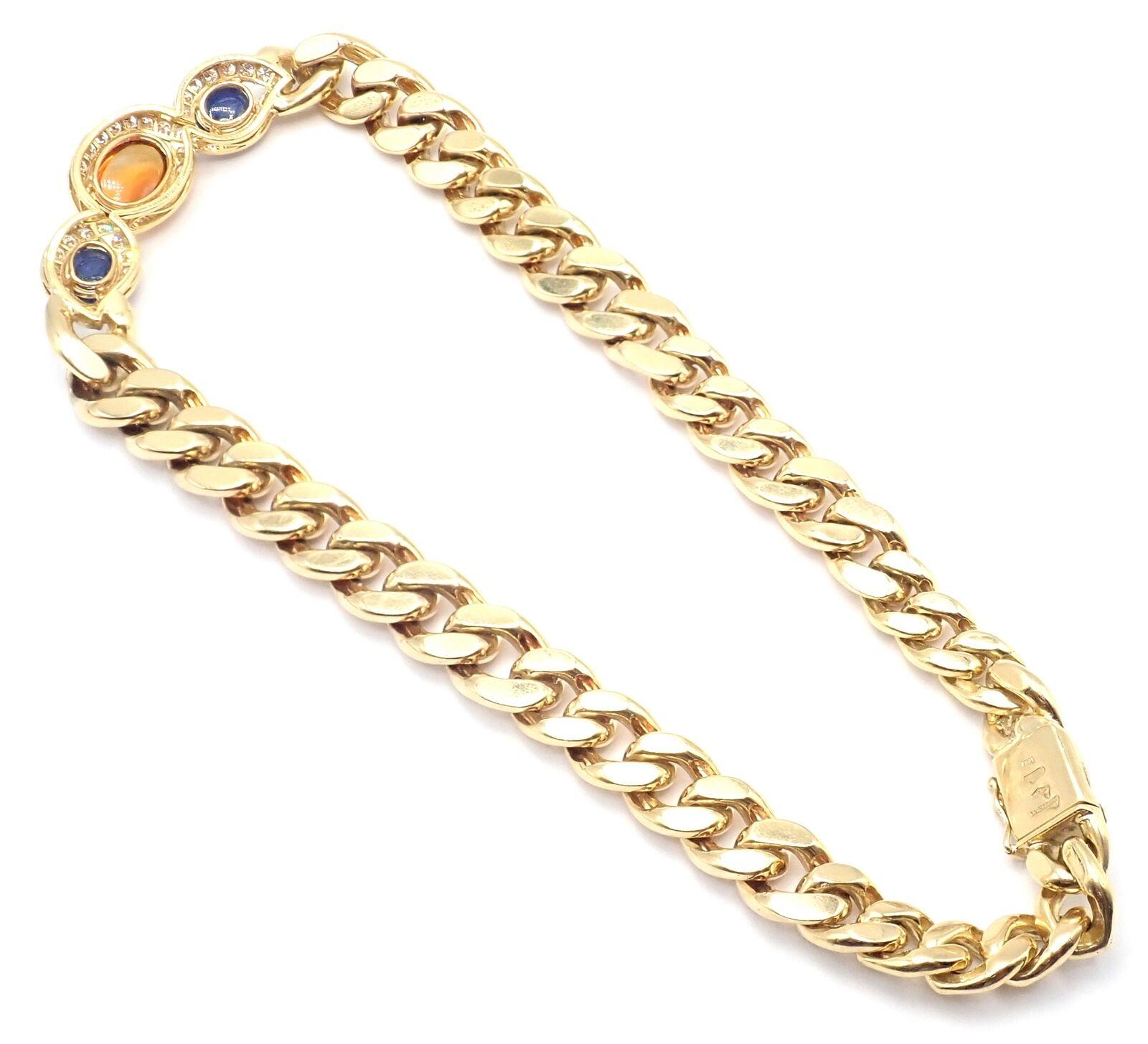 Bvlgari Bulgari Diamond Citrine Sapphire Link Yellow Gold Necklace For Sale 4