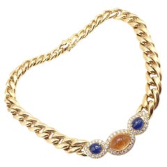 Halskette aus Gelbgold mit Diamanten, Citrin, Saphiren und Gliedern von Bvlgari Bulgari