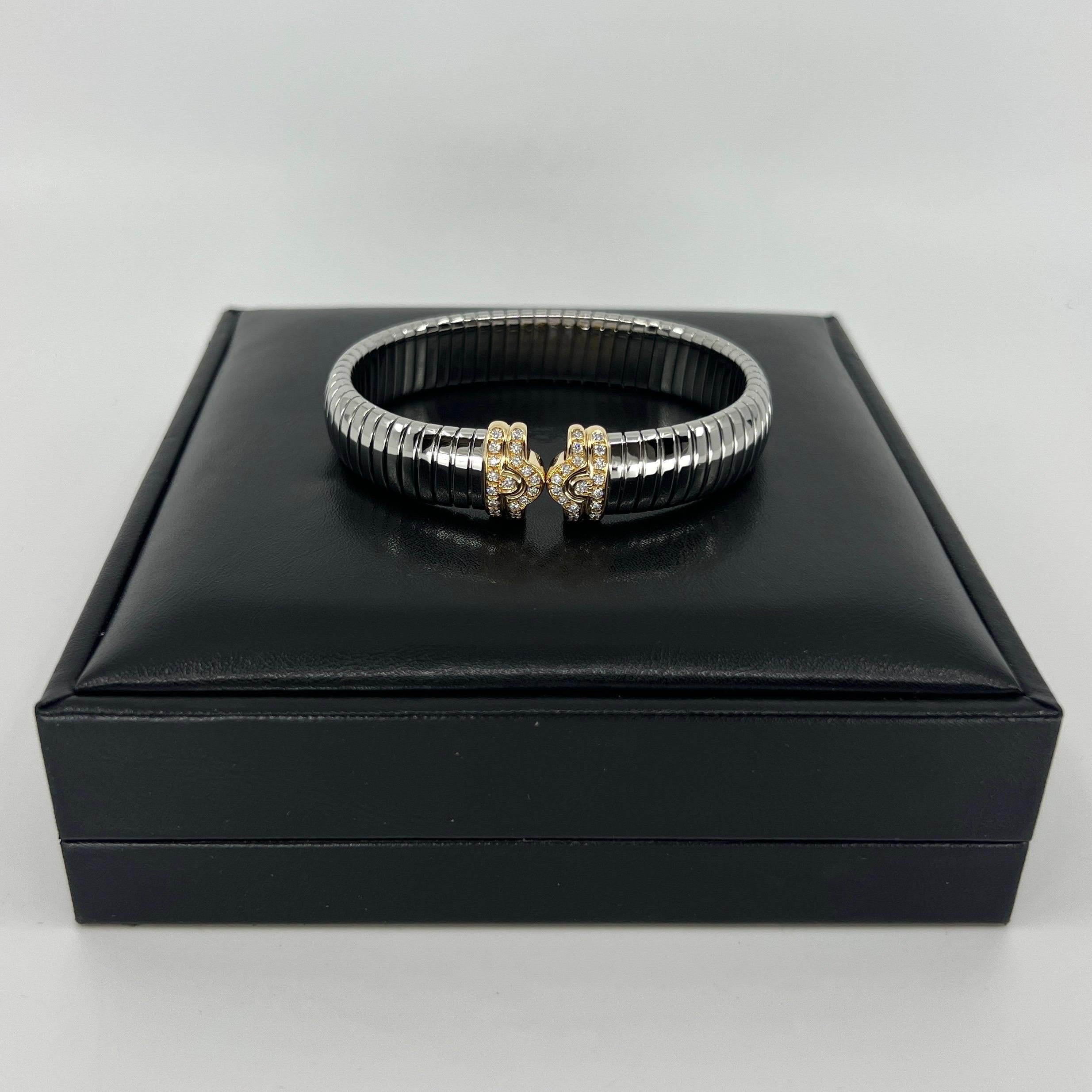 Bvlgari Bulgari Diamante Parentesi Tubogas Bracciale Bracciale Oro 18k Steele in vendita 6