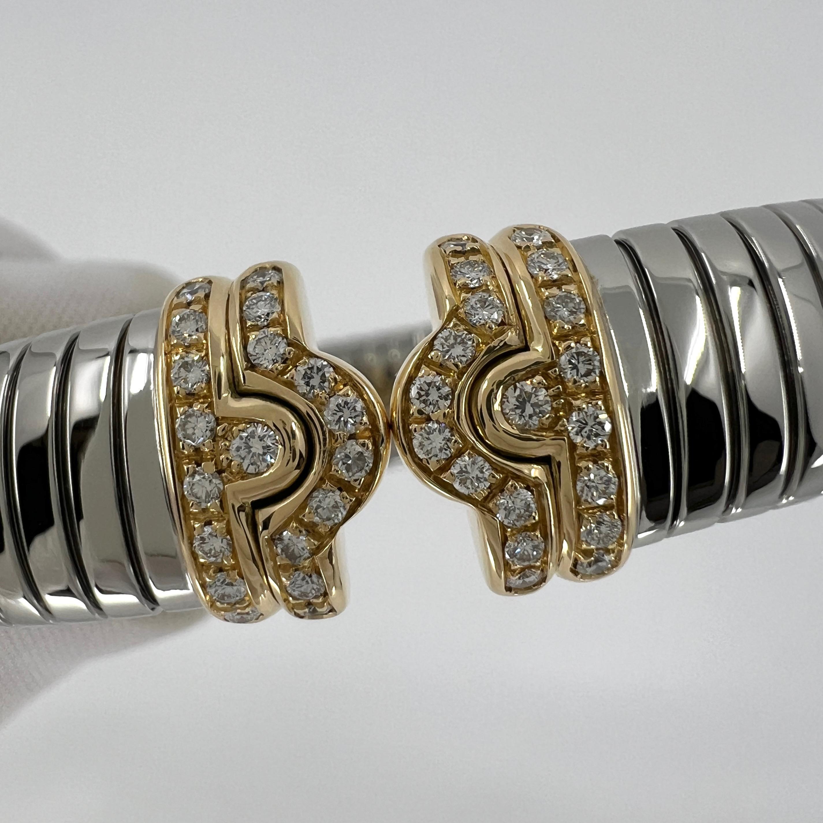 Bvlgari Bulgari Diamante Parentesi Tubogas Bracciale Bracciale Oro 18k Steele in vendita 1