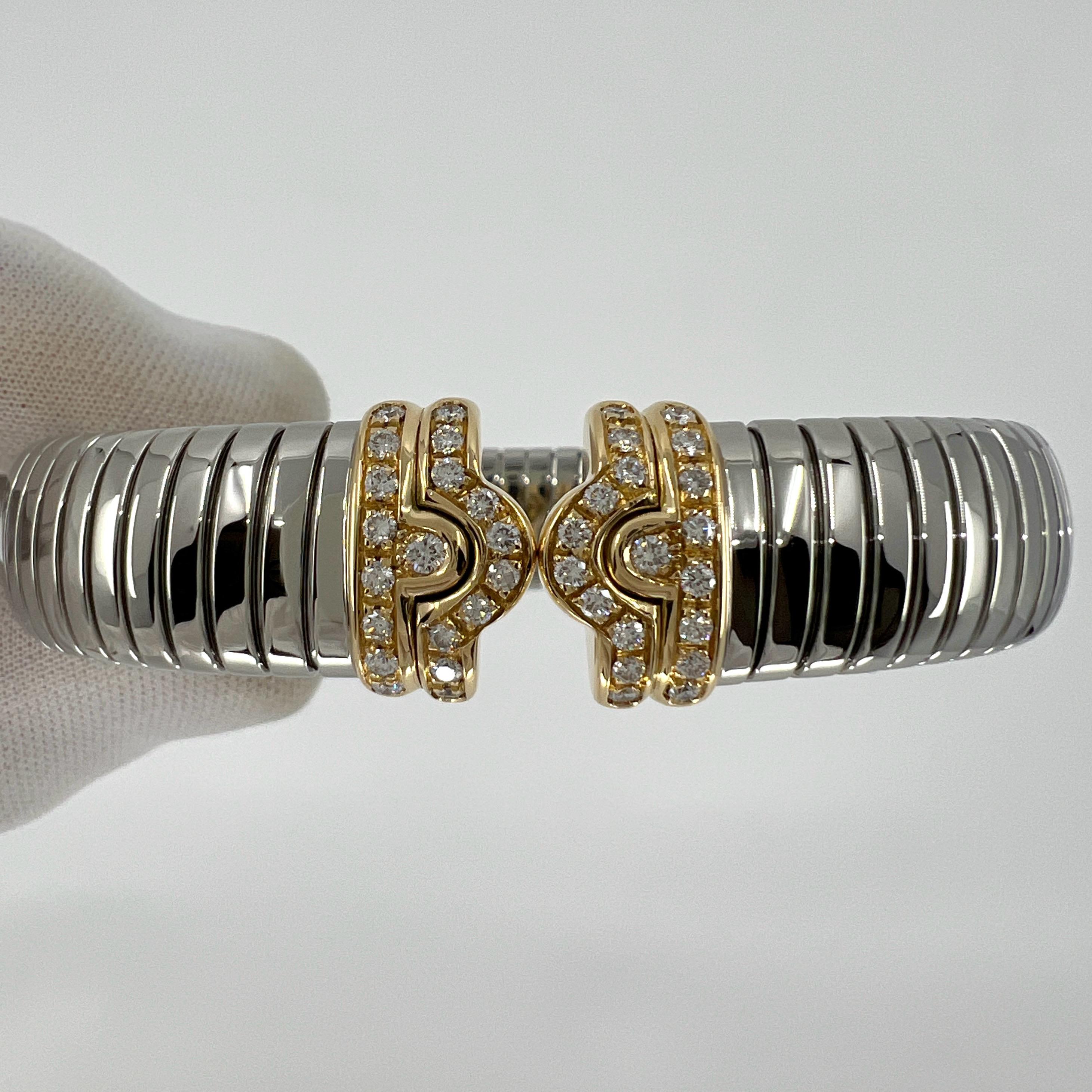 Bvlgari Bulgari Diamante Parentesi Tubogas Bracciale Bracciale Oro 18k Steele in vendita 3