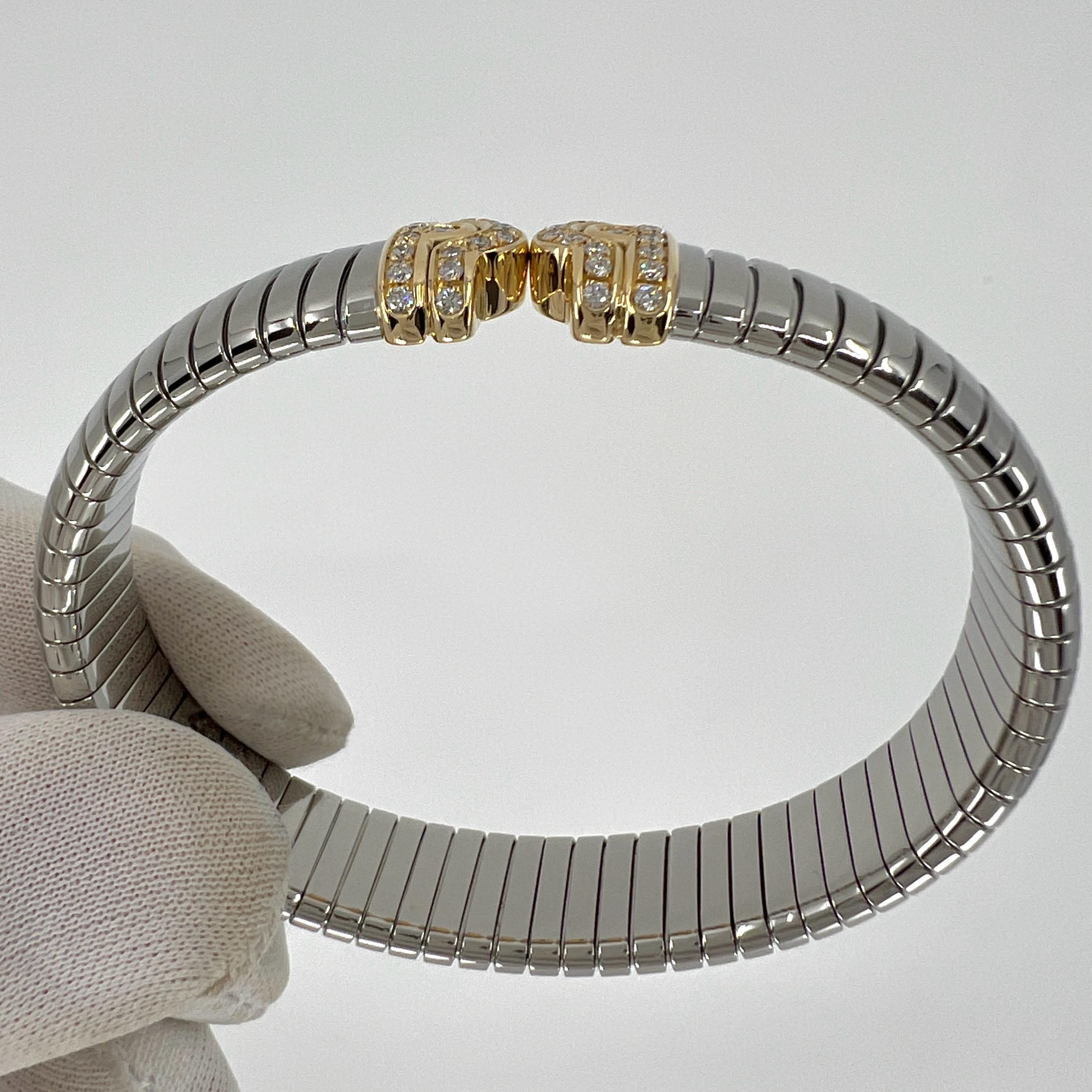 Bvlgari Bulgari Diamante Parentesi Tubogas Bracciale Bracciale Oro 18k Steele in vendita 4