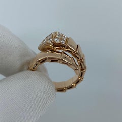 Bvlgari Bulgari Diamond Serpenti Viper 18 Karat Rose Gold Coil Spring Snake Ring