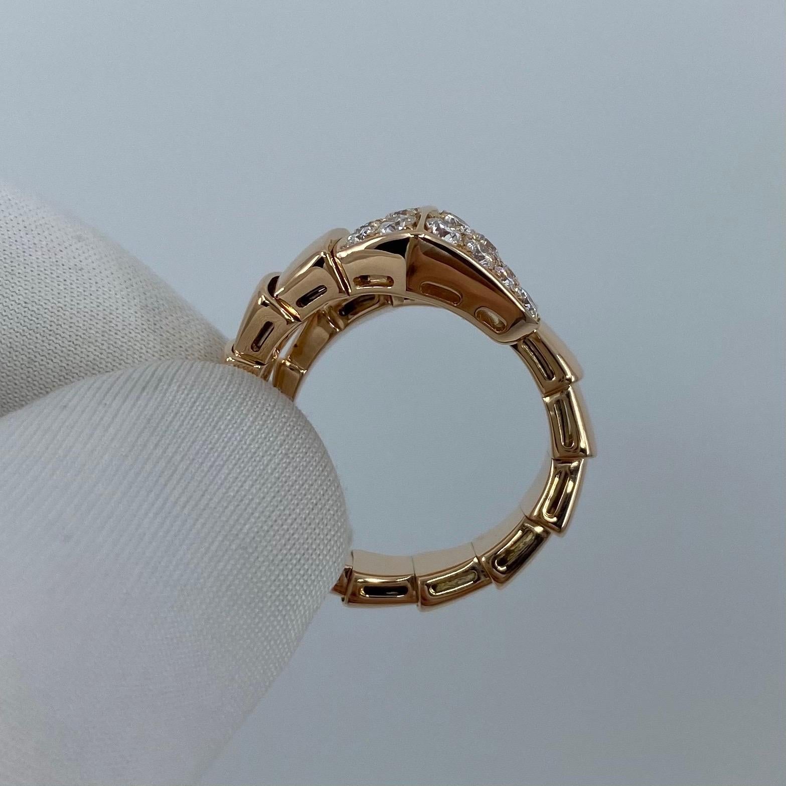 Women's or Men's Bvlgari Bulgari Diamond Serpenti Viper 18 Karat Rose Gold Coil Spring Snake Ring