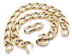 Bvlgari Bulgari Diamond Set Of Two Yellow Gold Link Bracelets Necklace