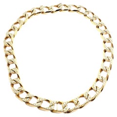 Bvlgari Bulgari Diamond Set Of Two Yellow Gold Link Bracelets Necklace