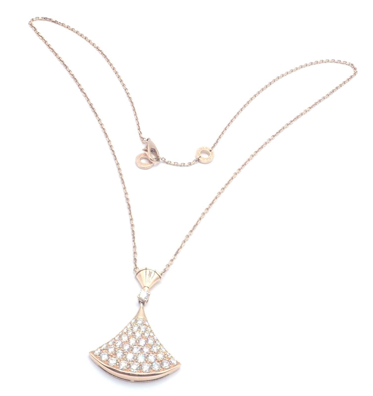 Bvlgari Bulgari Diva Dream Diamant-Halskette mit großem Roségold-Anhänger (Brillantschliff) im Angebot
