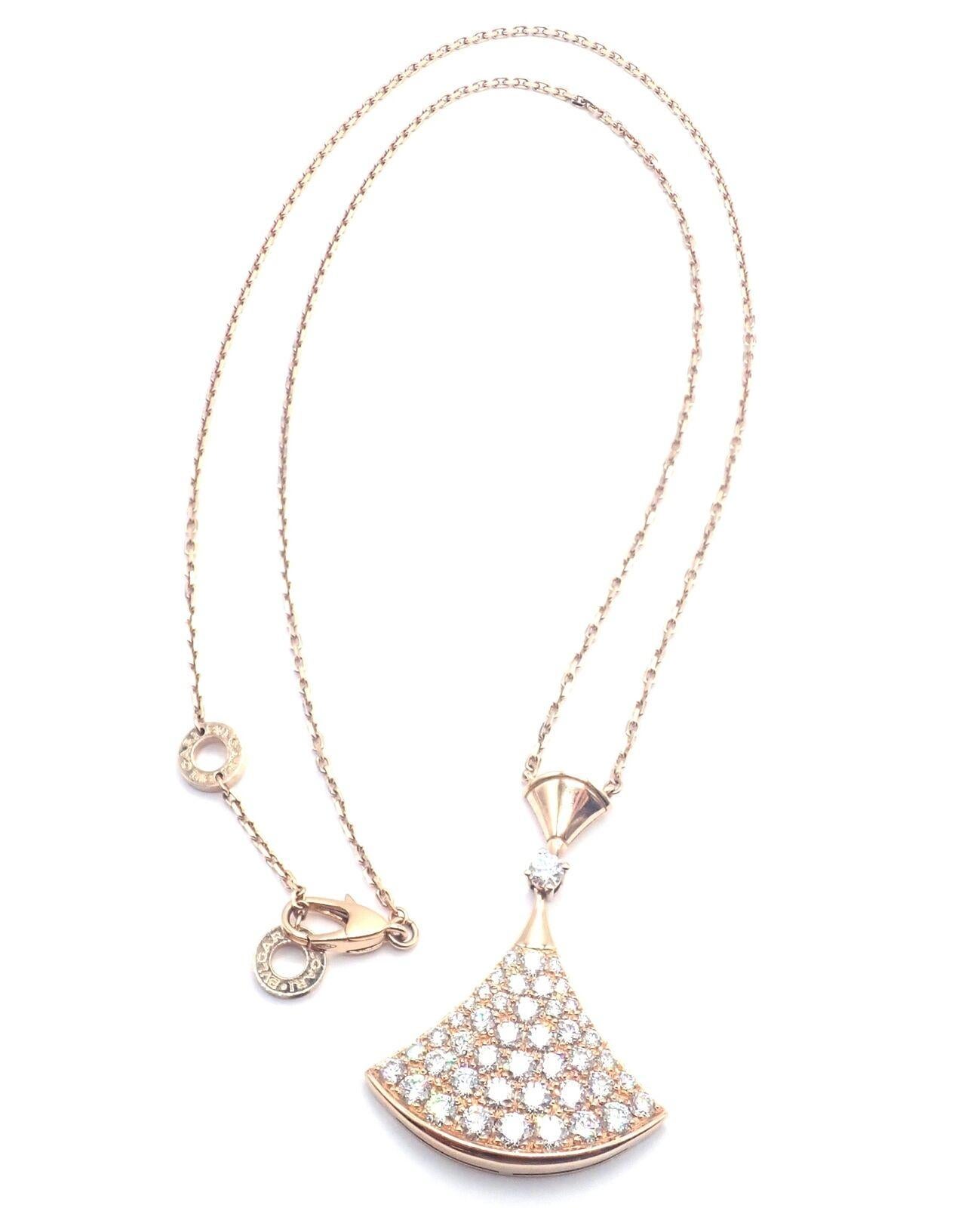 Brilliant Cut Bvlgari Bulgari Diva Dream Diamond Large Rose Gold Pendant Necklace For Sale