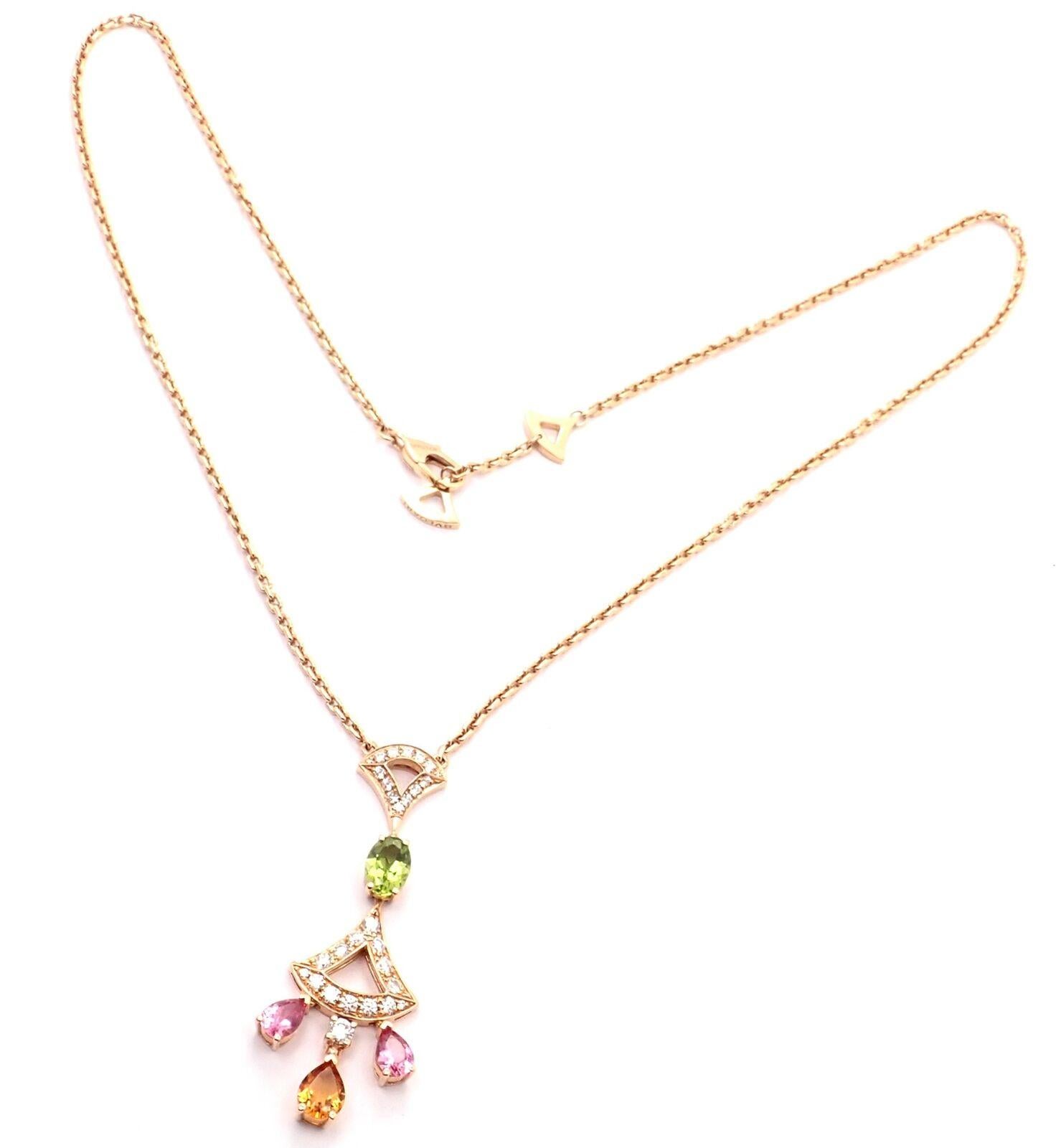Bvlgari Bulgari Diva Dream Diamond Peridot Rose Gold Necklace For Sale 3