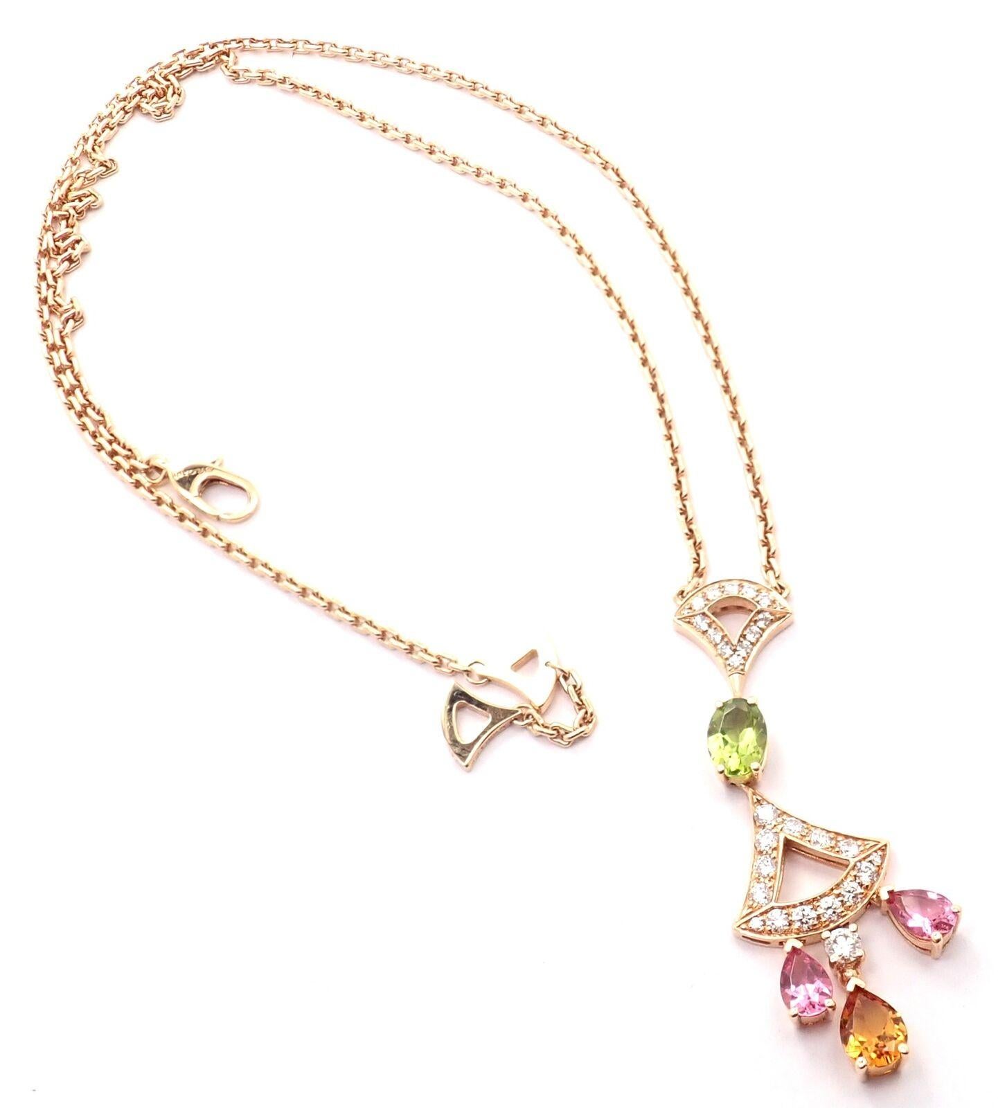 Bvlgari Bulgari Diva Dream Diamond Peridot Rose Gold Necklace In Excellent Condition For Sale In Holland, PA