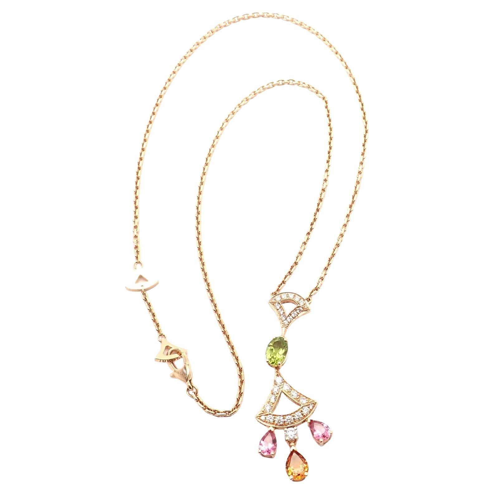 Bvlgari Bulgari Diva Dream Diamond Peridot Rose Gold Necklace For Sale