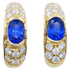 Bvlgari Bulgari  Earrings Sapphire Diamond 18K Gold Hoop