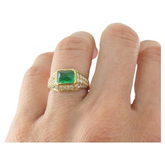 Bvlgari Bulgari Emerald Sugarloaf Cabochon Ring Diamond 18k Gold