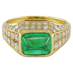 Bvlgari Bulgari Anello Smeraldo Cabochon Diamante Oro 18k