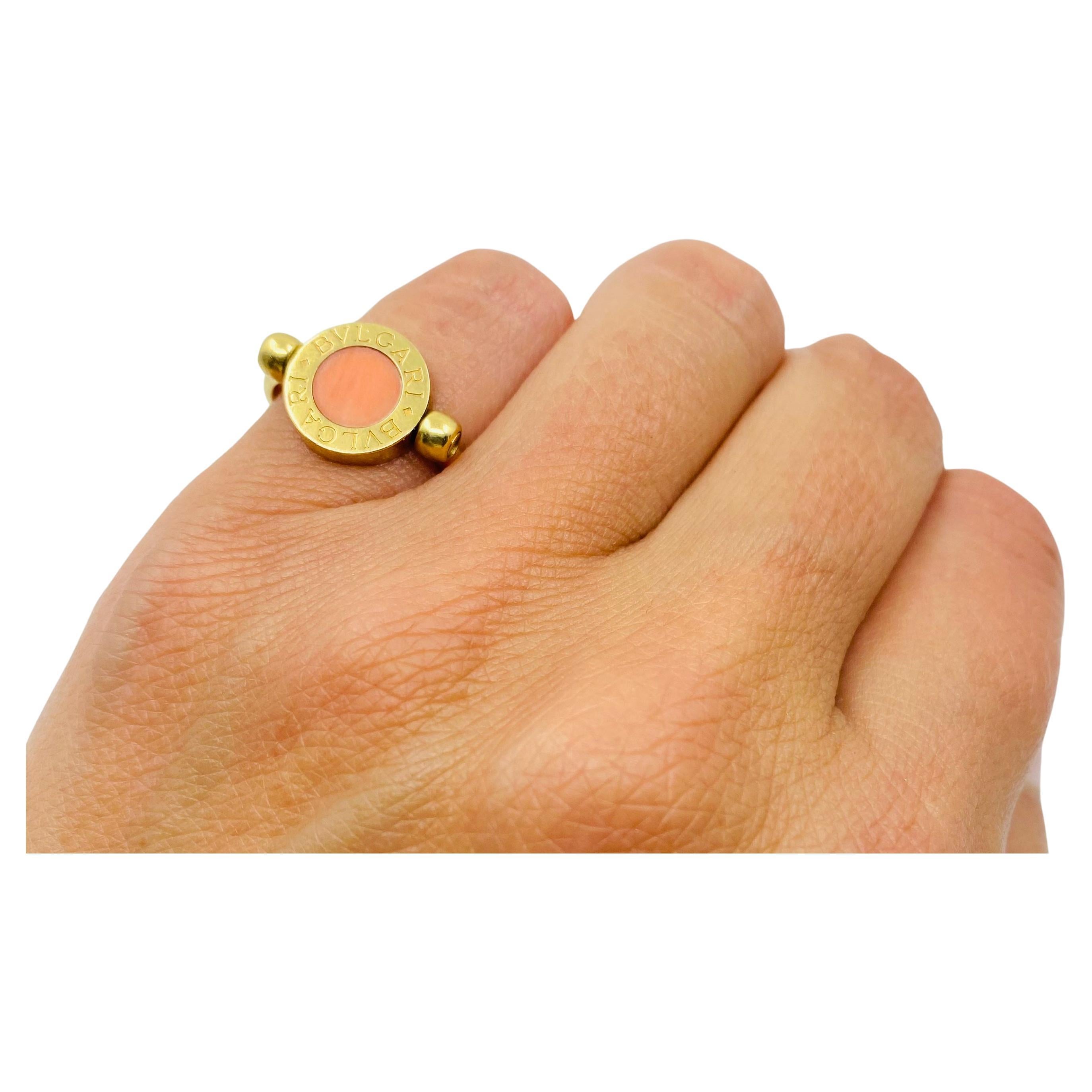 Bvlgari Bulgari Flip Ring 18k Gold Coral Onyx In Good Condition In Beverly Hills, CA
