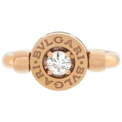 Bvlgari Bulgari flip ring in rose gold w/ 0.25 carat round brilliant cut diamond