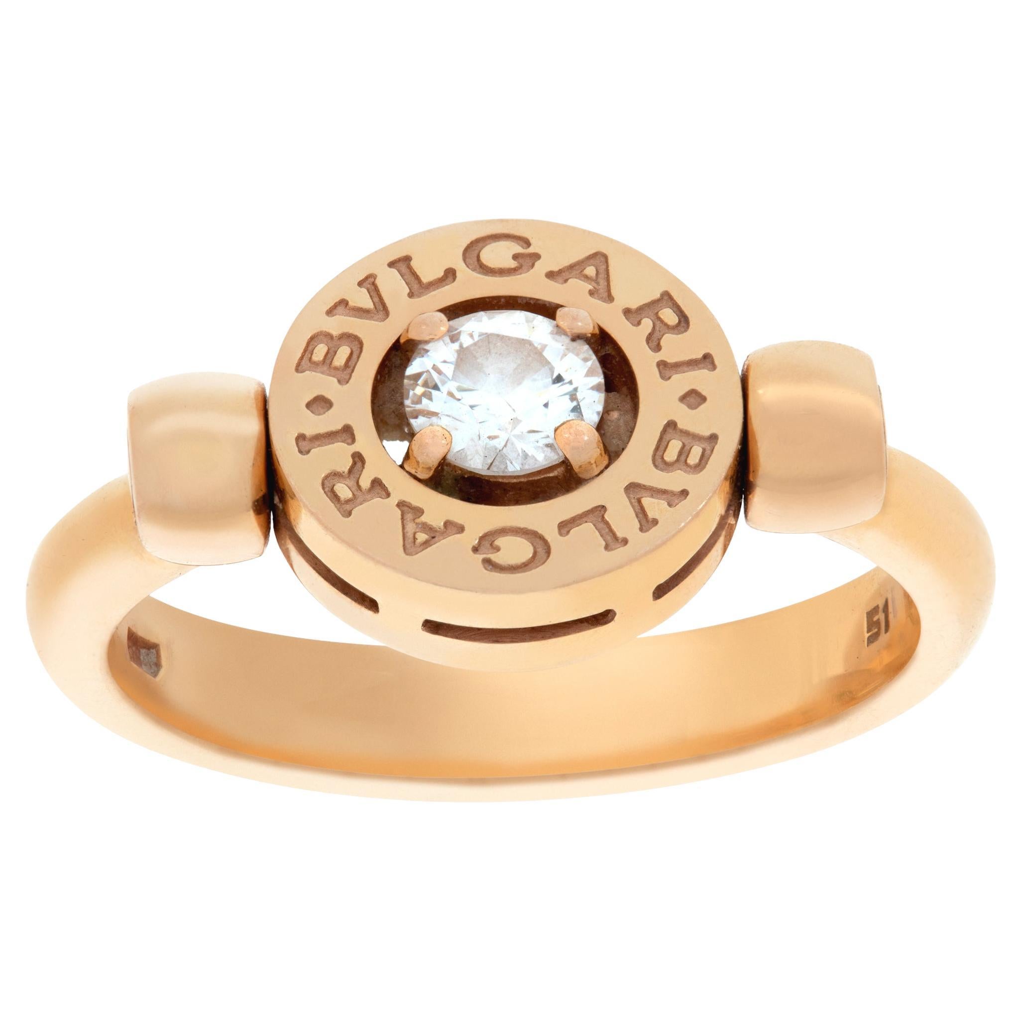 Bvlgari Bulgari flip ring in rose gold w/ 0.25 carat round brilliant cut diamond For Sale