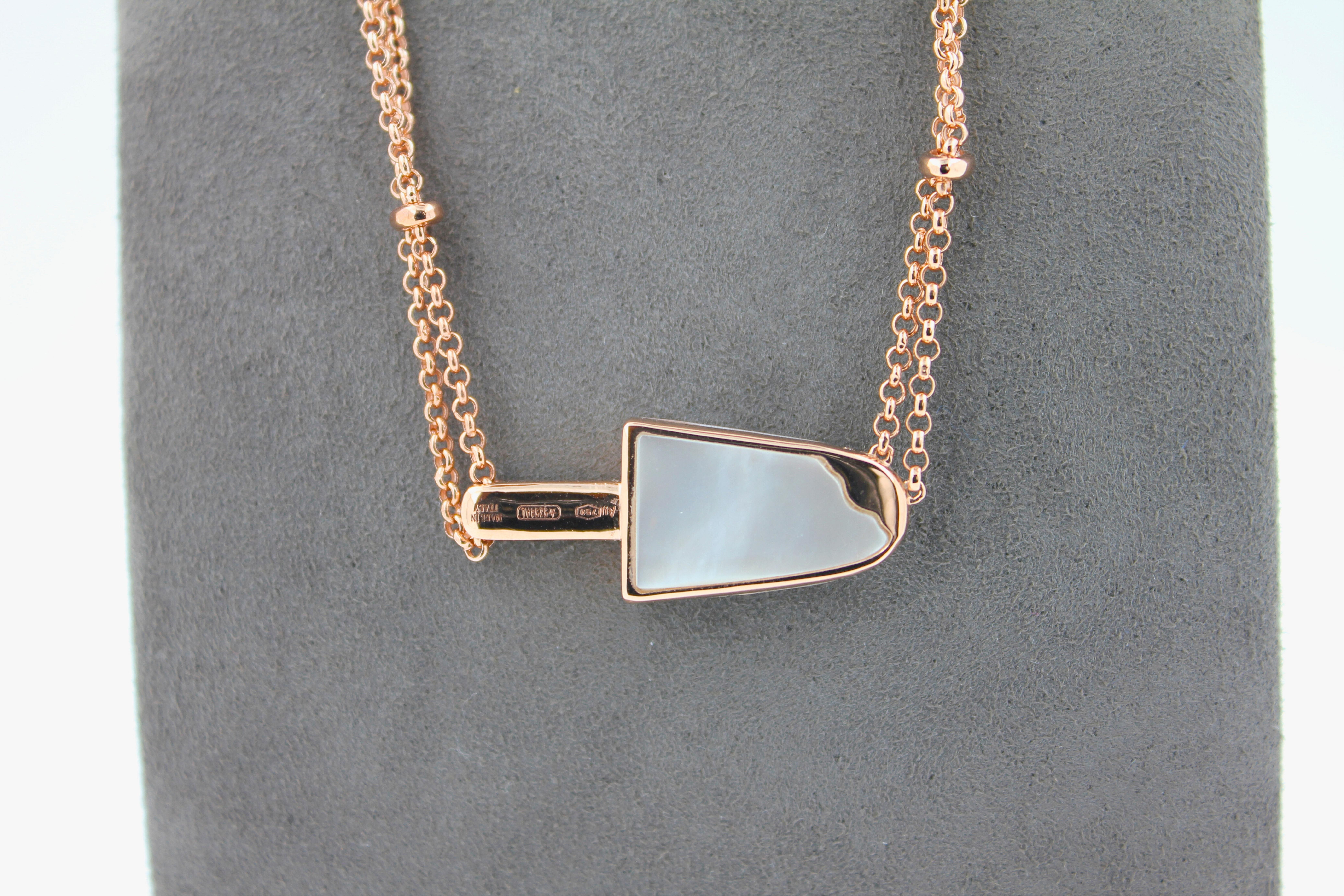 Women's or Men's Bvlgari Bulgari Gelati Gelato Diamond White Mother of Pearl 18K R Gold Necklace