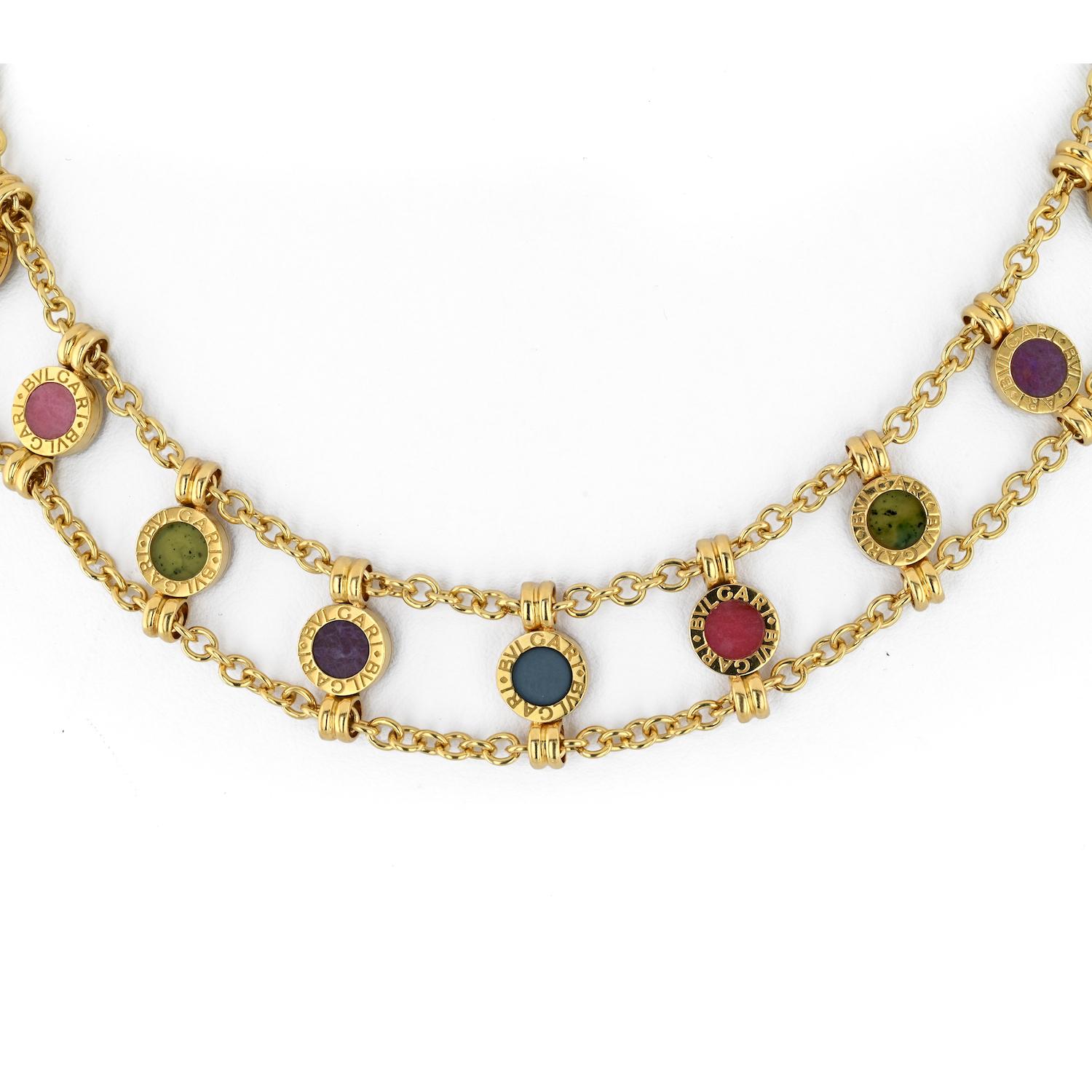 Bvlgari Bulgari Edelsteine 18K Gelbgold 1980er Jahre Halskette im Zustand „Hervorragend“ in New York, NY