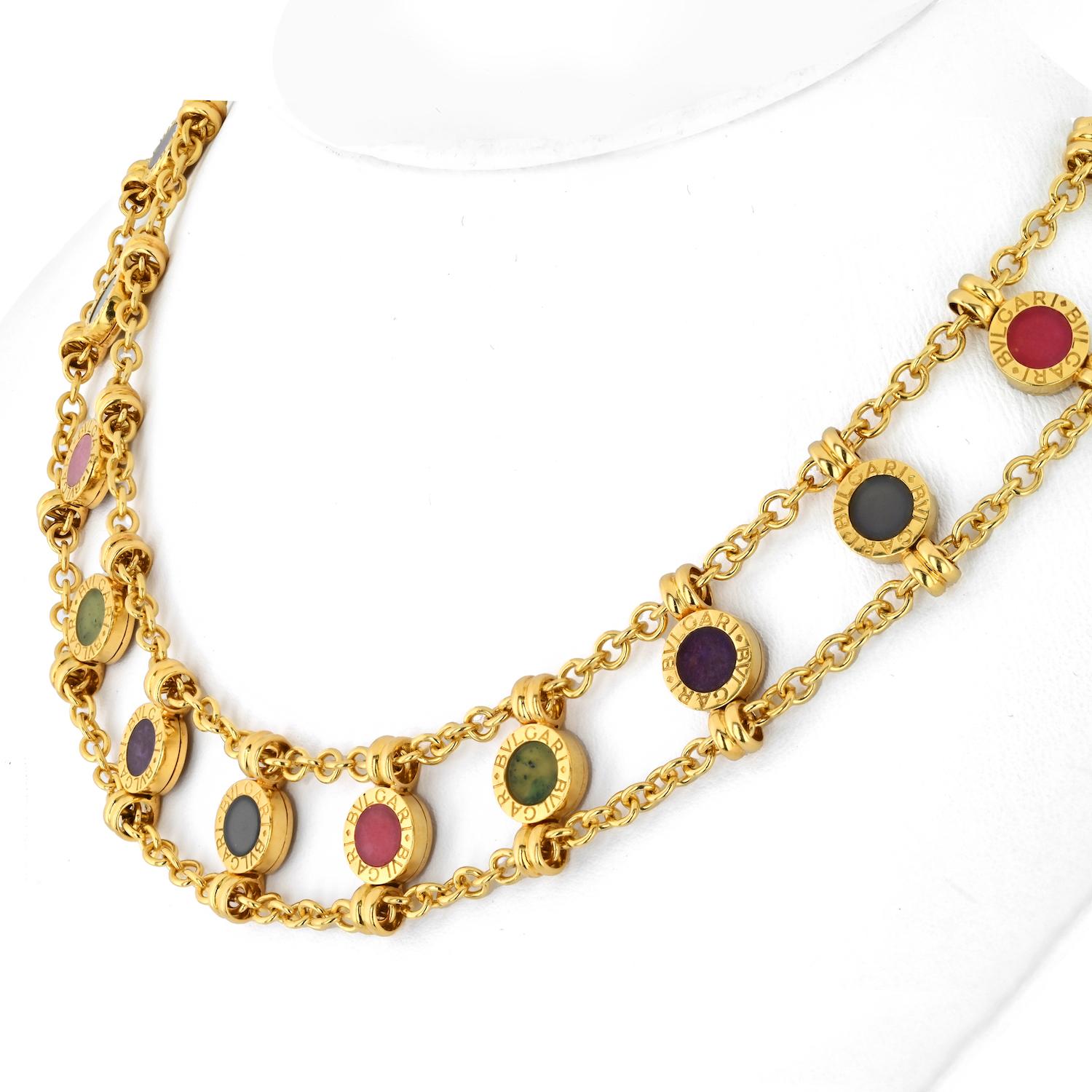 Bvlgari Bulgari Edelsteine 18K Gelbgold 1980er Jahre Halskette Damen
