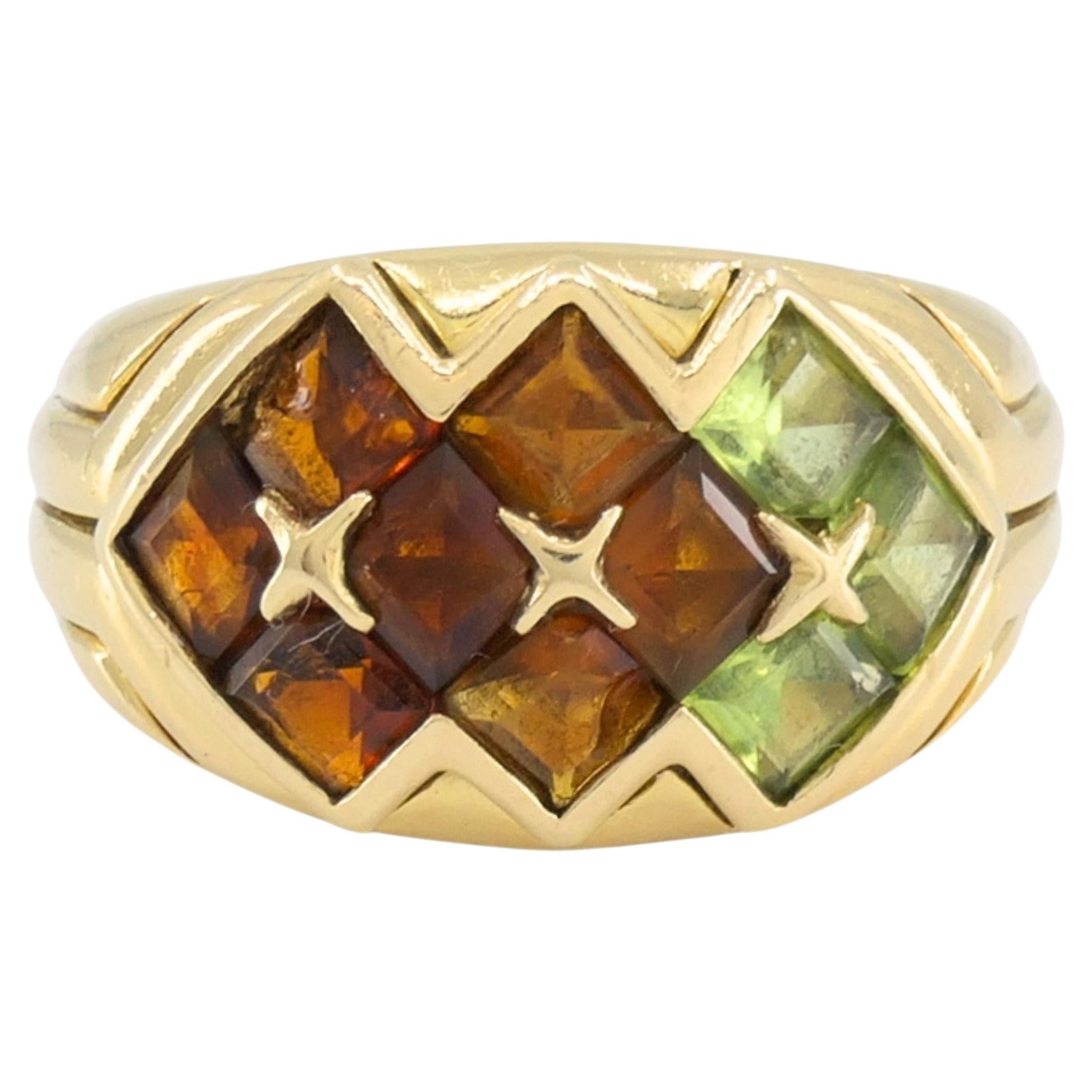 Bvlgari Bulgari Anillo de oro de 18 quilates con piedras preciosas circa 1990s en venta