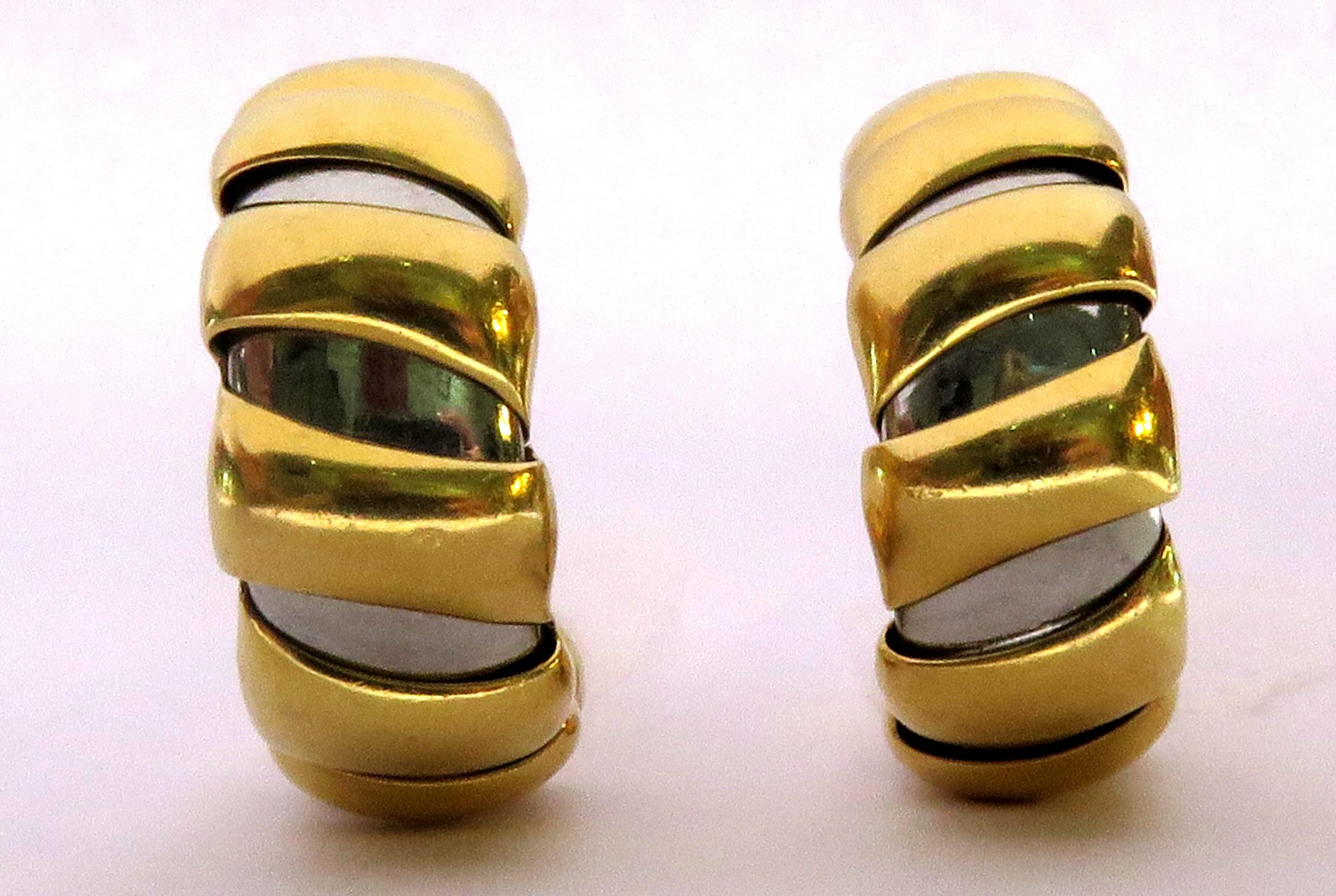  Bvlgari Bulgari Gold and Steel Tubogas Hoop Earrings 1