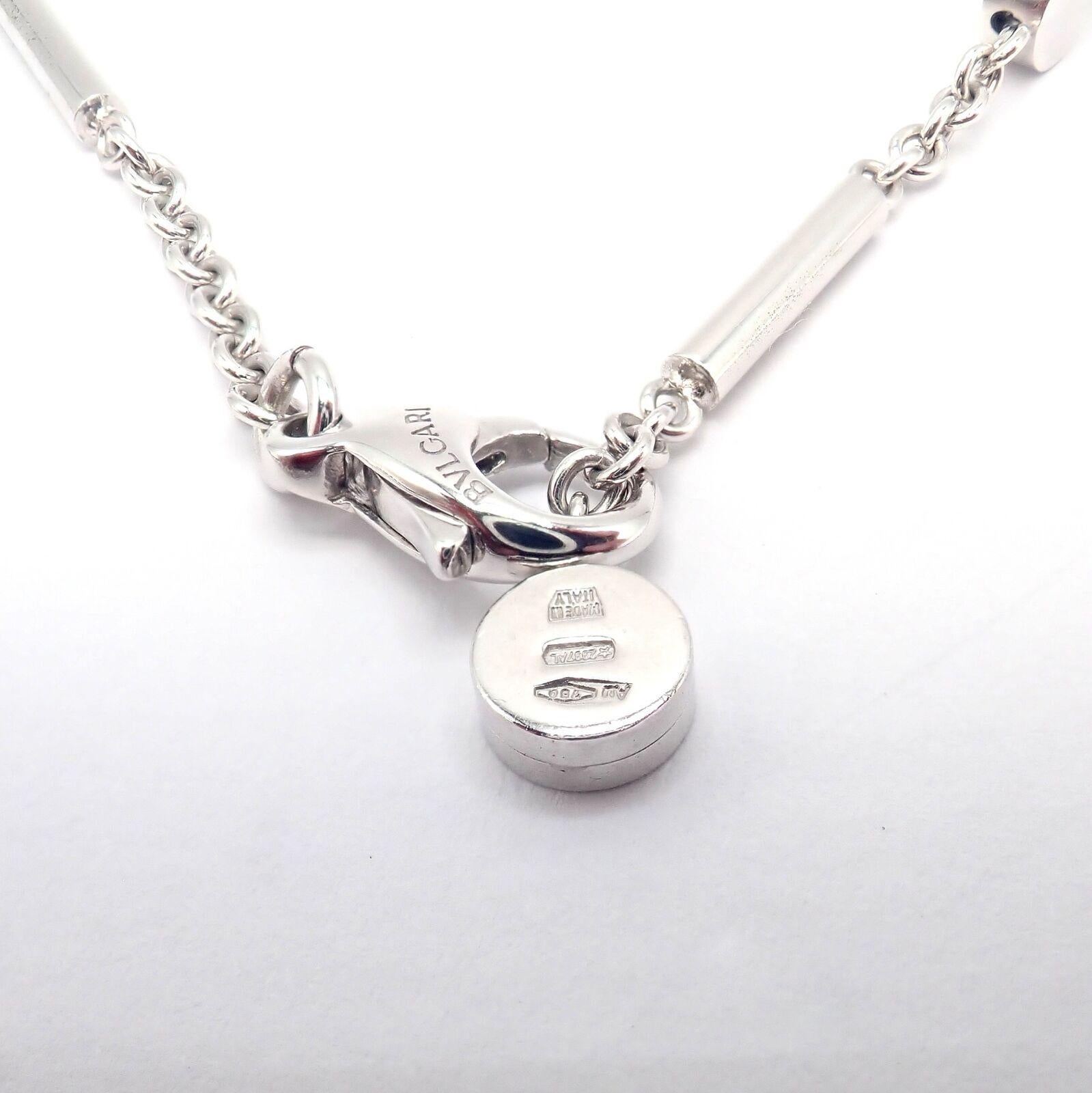 Bvlgari Bulgari Collier Intarsio grand pendentif en or blanc avec diamants et onyx en vente 1