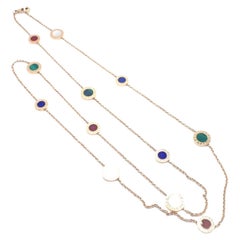 Bvlgari Bulgari Lapis Carnelian Malachite Mother Of Pearl 38" Long Gold Necklace