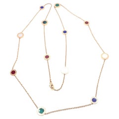 Bvlgari Bulgari Lapis Karneol Malachit Perlmutt 38" Lange Goldhalskette