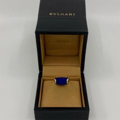 Bvlgari Bulgari Lapis Lazuli Tronchetto 18k Yellow Gold Ring with Box J 4.75