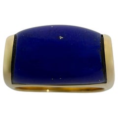 Bvlgari Bulgari Lapis Lazuli Tronchetto 18k Yellow Gold Ring with Box J 4.75