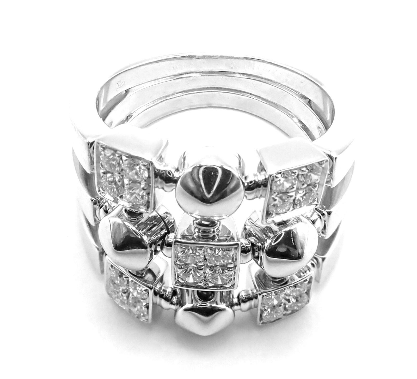 Bvlgari Bulgari Lucea Diamond White Gold Band Ring In Excellent Condition For Sale In Holland, PA