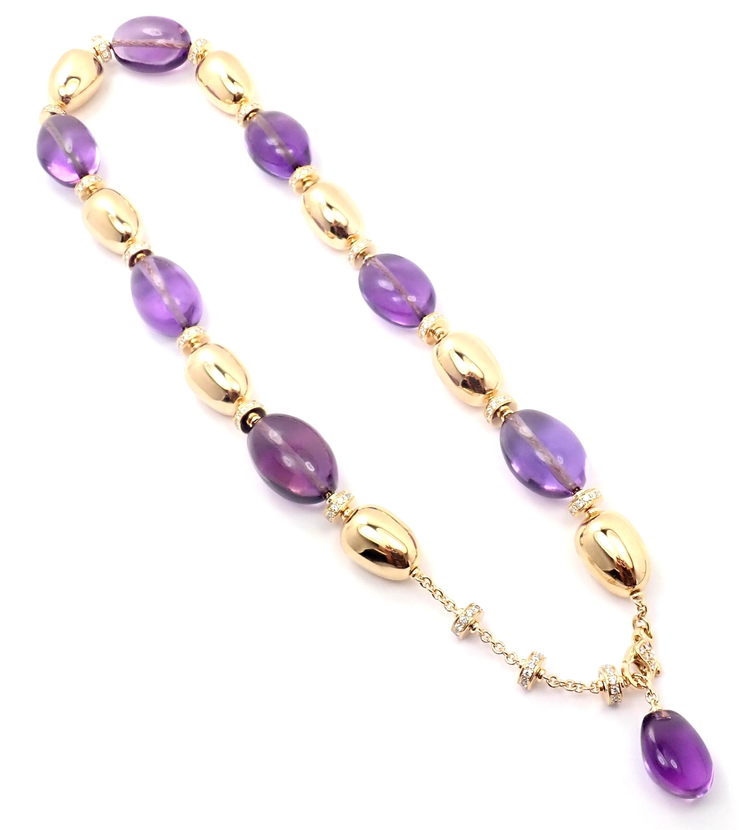 Bvlgari Bulgari Mediterranean Eden Diamond Amethyst Yellow Gold Necklace For Sale 2