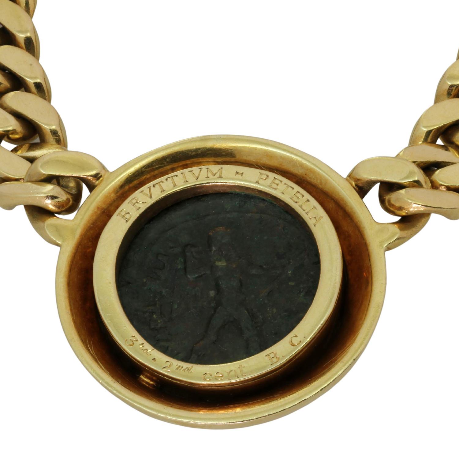 Bvlgari Bulgari Monete Halskette mit Anhänger aus 18 Karat Gelbgold mit antiker römischer Münze 3