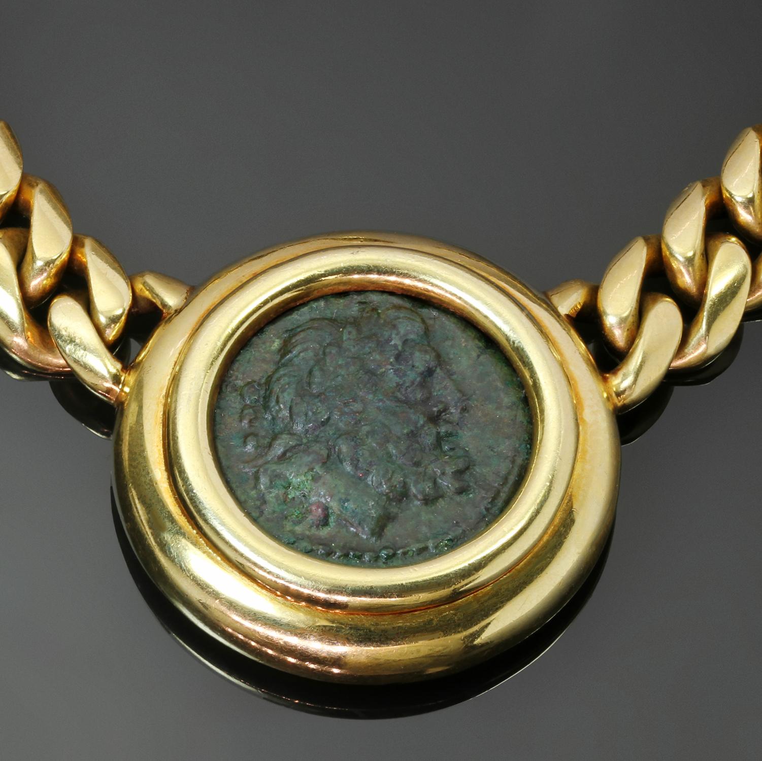 Bvlgari Bulgari Monete Halskette mit Anhänger aus 18 Karat Gelbgold mit antiker römischer Münze 5