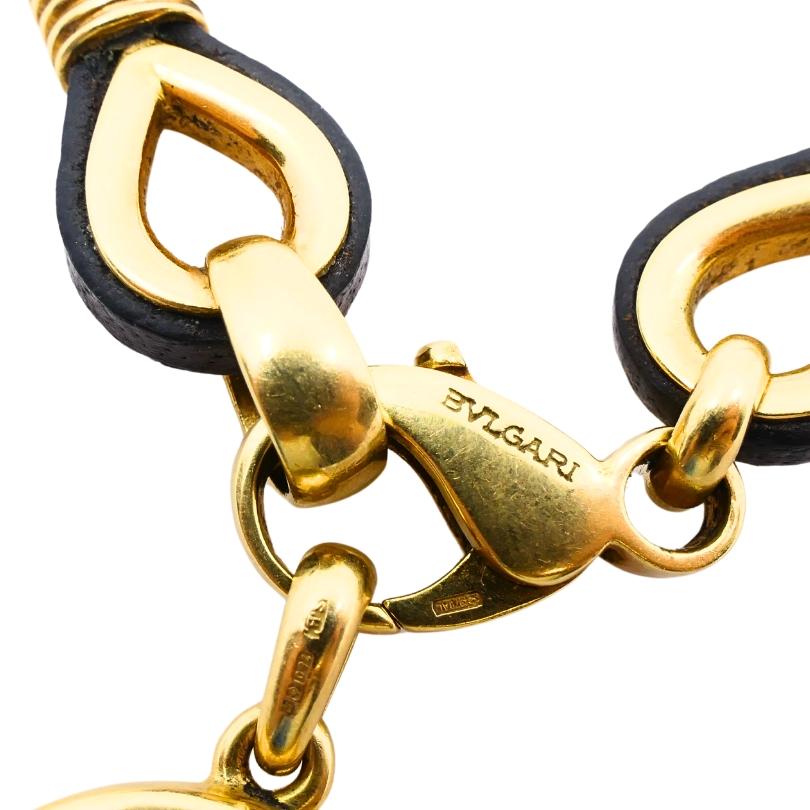Bvlgari Bulgari Monete Necklace Ancient Coin 18k Gold Leather Cord For Sale 4