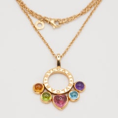 Bvlgari Bulgari Multi-Gem Cabochon 18 Karat Yellow Gold Pendant Necklace