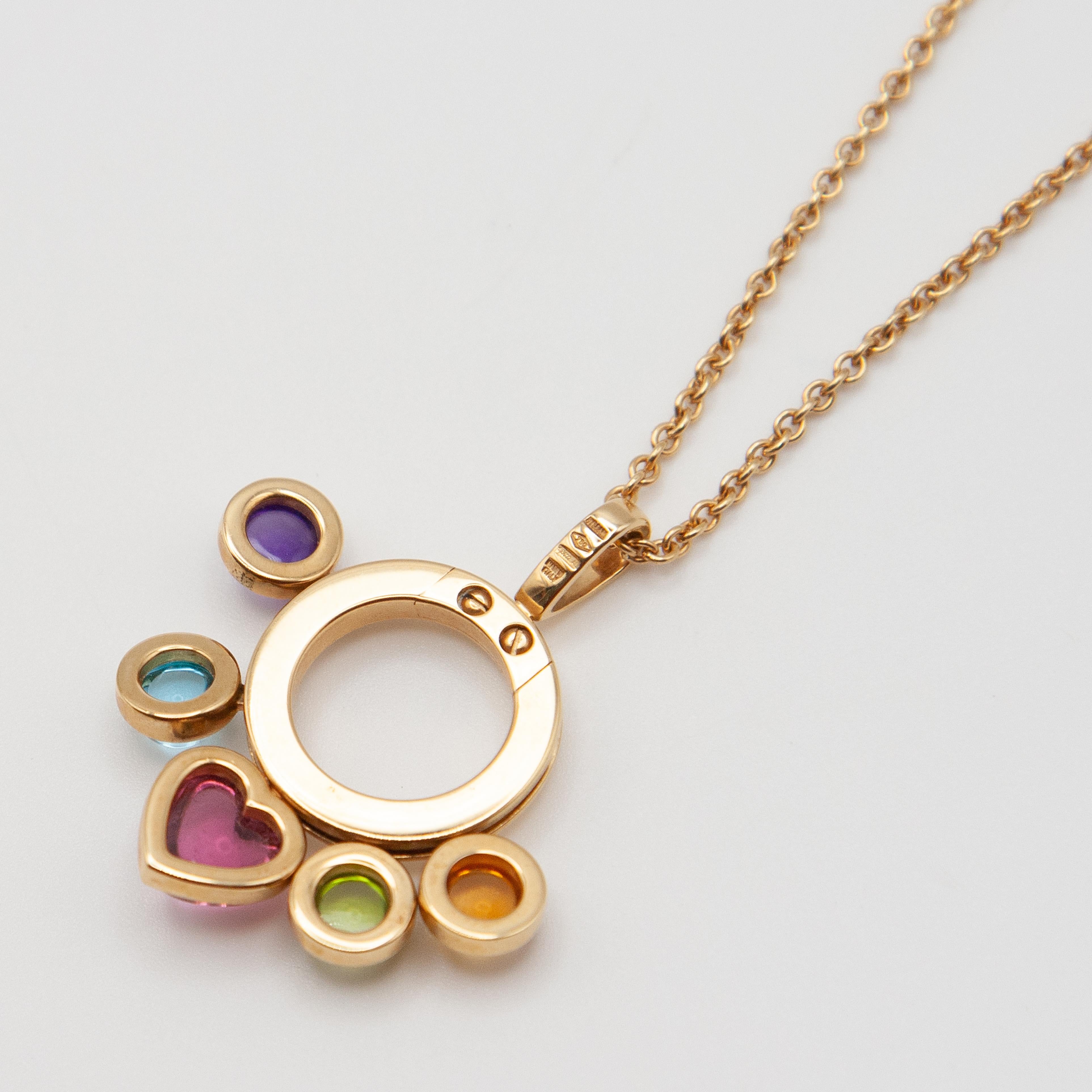 Bvlgari Bulgari Multi-Gem Cabochon 18 Karat Yellow Gold Pendant Necklace For Sale 1