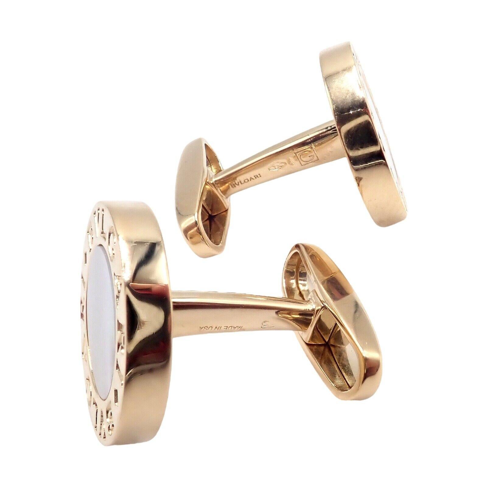 Bvlgari Bulgari Multicenter Mother Of Pearl Onyx Yellow Gold Cufflinks Kit Set For Sale 4