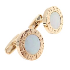 Bvlgari Bulgari Multicenter Mother Of Pearl Onyx Yellow Gold Cufflinks Kit Set