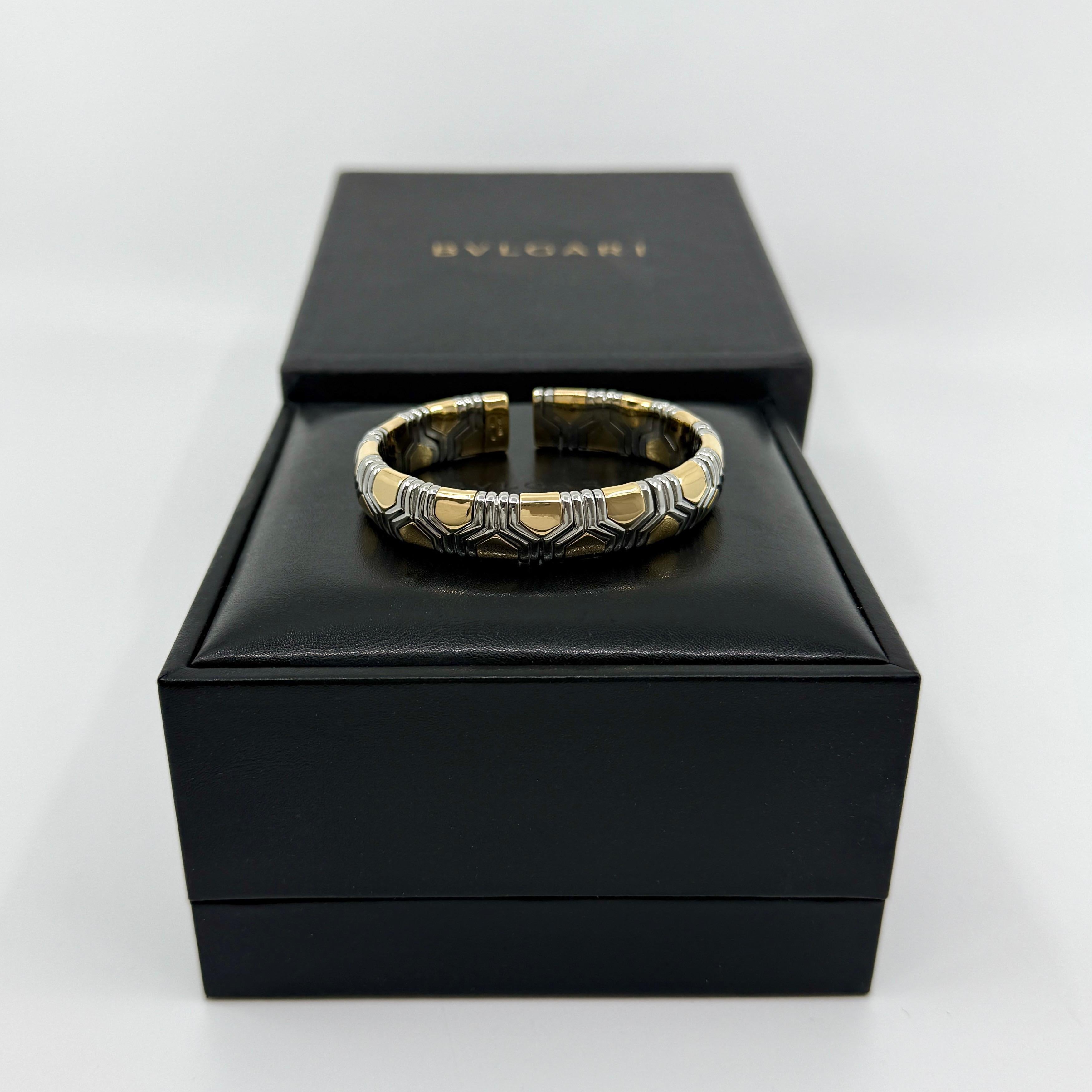 Bvlgari Bulgari Parentesi Tubogas Alveare Bangle Bracelet Cuff 18k Gold Steel For Sale 5