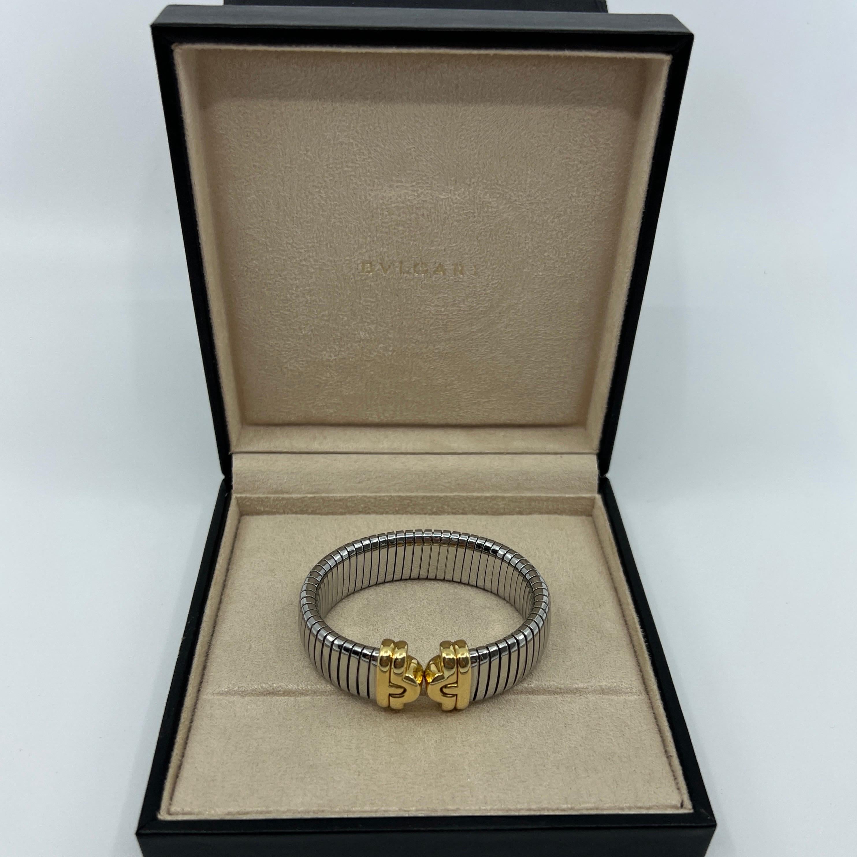 Bvlgari Bulgari Parentesi Tubogas Bangle Bracelet Cuff 18 Karat Gold Steel 6